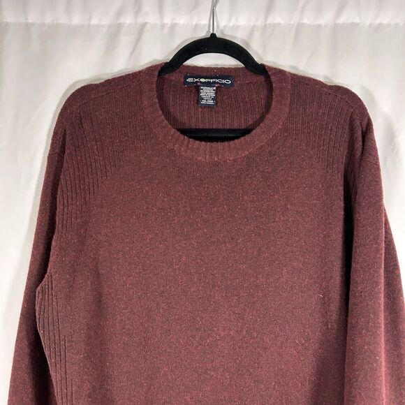 Exofficio Wool Blend Sweater Men's XXL Burgundy Long Sleeve Crew Neck Pullover - Picture 2 of 8